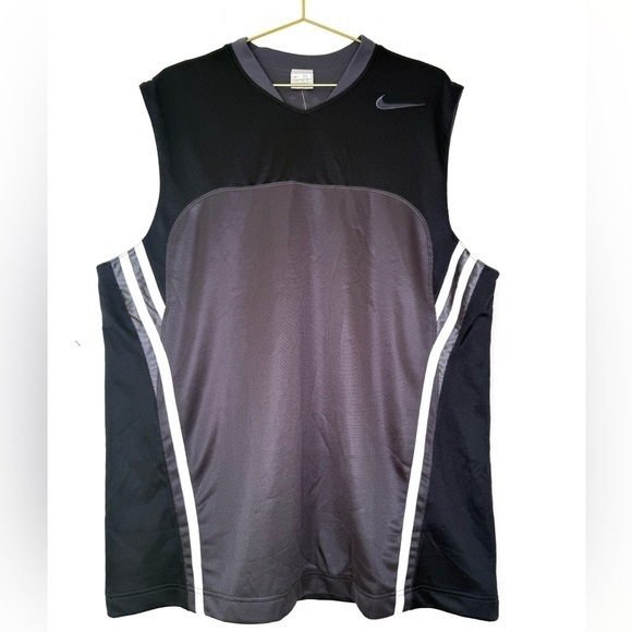 NWT Nike Black and Gray Sleeveless Athletic Top Basketball Jersey Men’s - Picture 1 of 6